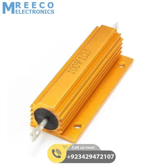 Aluminum Wirewound Golden 0.5R 100W Watt Resistor - Side View