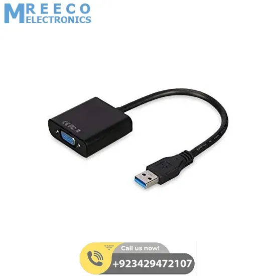 USB to VGA Converter Cable Adapter cable converter Dsub 15-pin connector in Pakistan - Front View