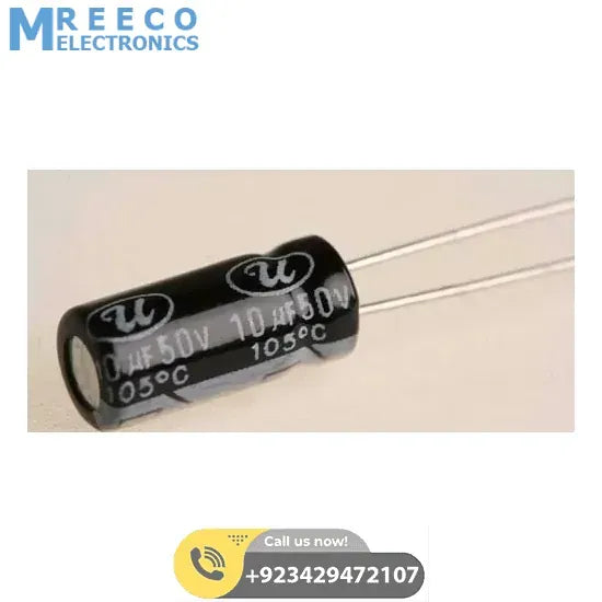 Aluminum 10uF 50V Electrolytic Capacitor - Back View
