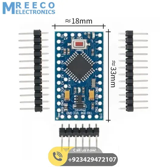 Arduino Pro Mini 5V 16Mhz ATMEGA328 - Front View
