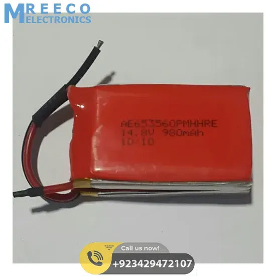 4S 14.8V 980mAh Lipo Battery in Pakistan - Back View