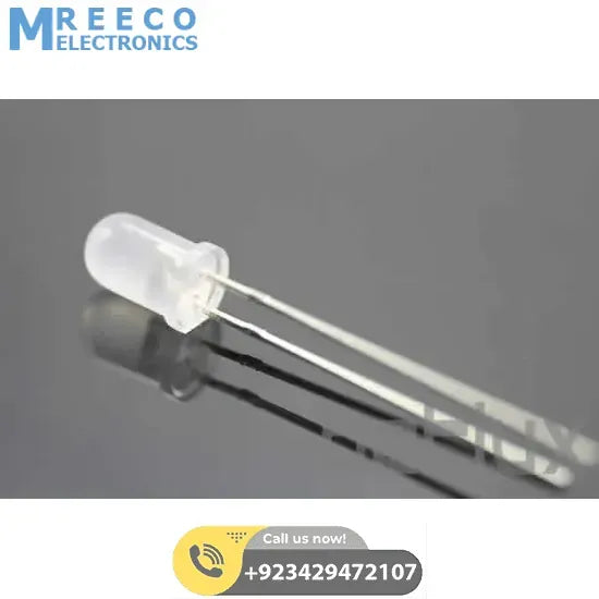 Diffused White LED 5mm In Oval Shape - Front View