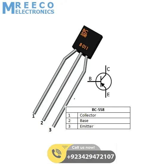 BC558 PNP Transistor - Front View