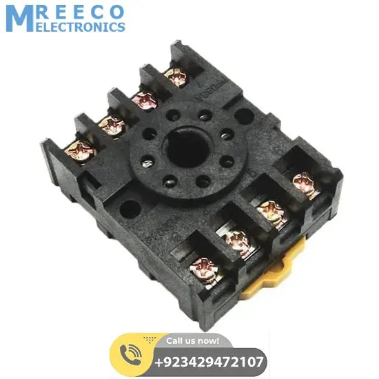 Finder Relay 220VAC 60.12 With 8pin Rail-Mount Relay Socket Relay Base - Back View