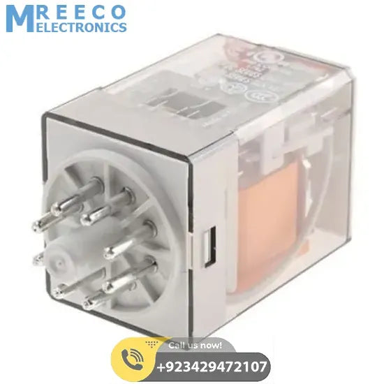 Finder Relay 220VAC 60.12 With 8pin Rail-Mount Relay Socket Relay Base - Top View