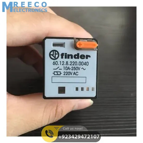 Finder Relay 220VAC 60.12 With 8pin Rail-Mount Relay Socket Relay Base - Bottom View