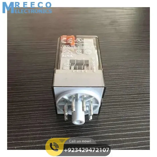 Finder Relay 220VAC 60.12 With 8pin Rail-Mount Relay Socket Relay Base - Display View
