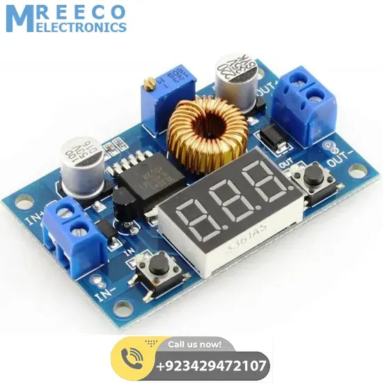 Adjustable Step Down Power Supply Module with Voltmeter Display XL4015 - Front View