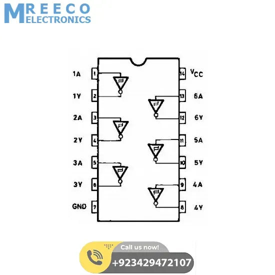 74HC14 ICs hex inverter with Schmitt-trigger inputs in Pakistan - Back View