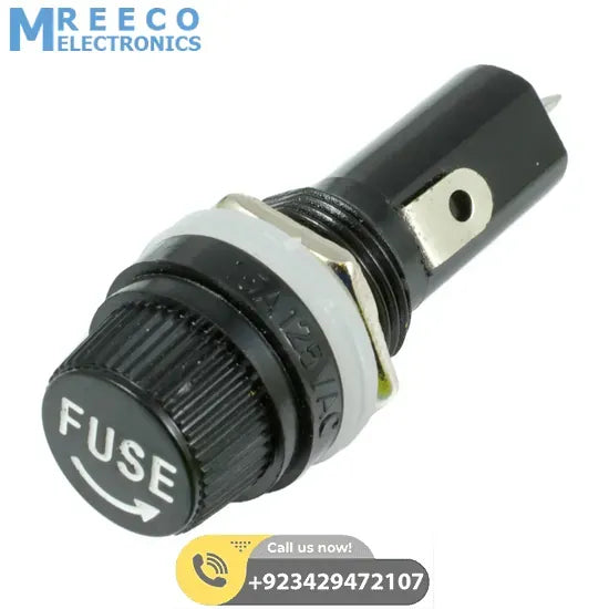 Panel Mount Chassis Fuse Holder For 6x30mm Glass Fuse - Front View