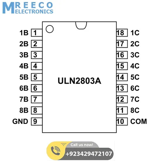 ULN2803A SMD Hi-Voltage Current Darlington Transistor Array - Side View