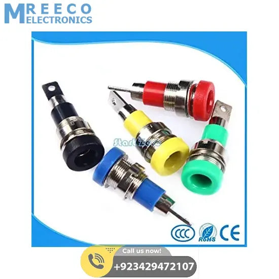 1Pcs 4mm banana plugs Banana Jack Socket Dia 4 panel binding post Terminal Banana plug hole - (Color: Yellow or Green) - Front View