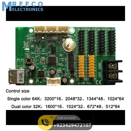 BX-U4L P10 led signs control card, P10 Display module control card, Single & double color advertising led panel Controller - Front View