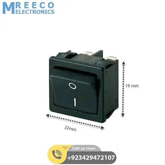 19mmx22mm 2 Position Rocker Switch 4 Legs in Pakistan - Front View