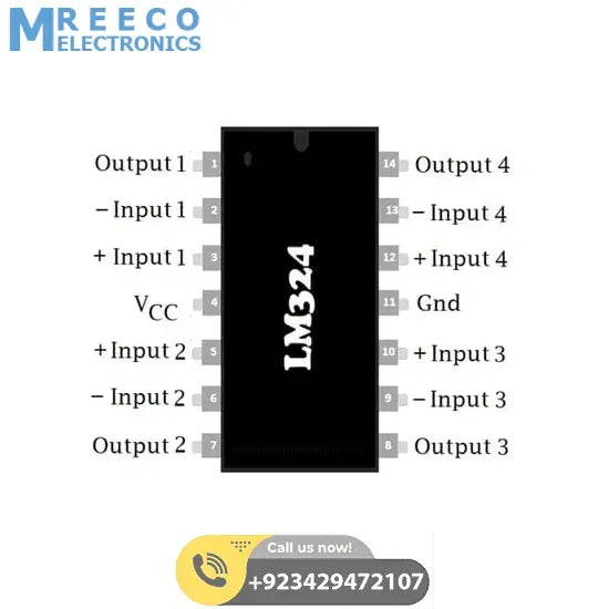 LM324 SMD General Purpose Op Amp IC - Side View