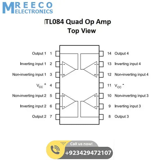 TL084 Quad Operational Amplifier IC - Back View