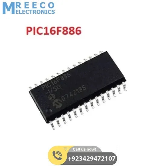 PIC16F886 ISO SOIC28 Microcontroller Legs may be bend a little bit - Front View