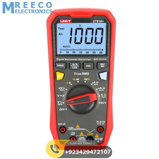 UNI-T UT61B+ 1000V True RMS Digital Multimeter - Front View