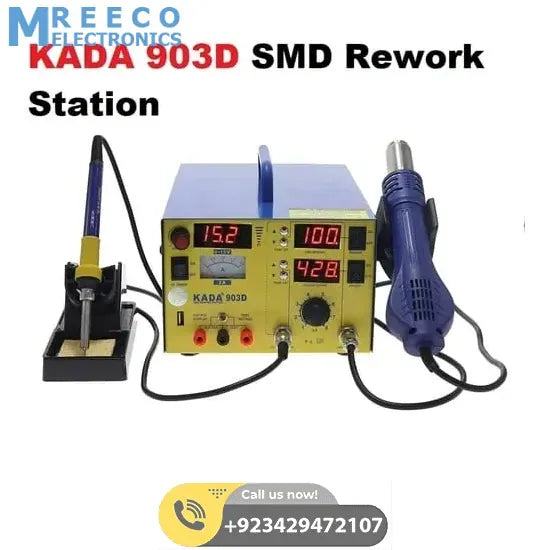 KADA903D KADA 903D Digital Hot Air Gun Soldering Iron SMD Rework Station 15v 2A With Regulated Power Supply 3 in 1 Multifunction Desoldering station - Front View