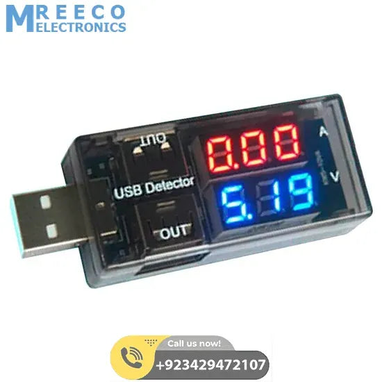 KEWEISI USB Current Voltage Meter Battery Tester - Side View