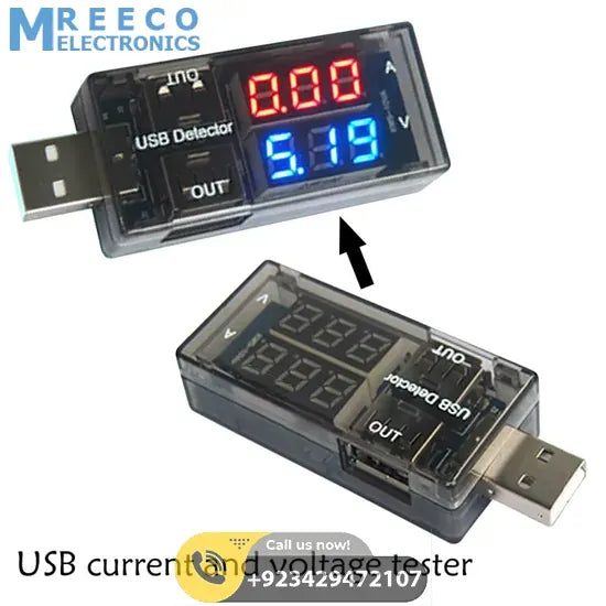 KEWEISI USB Current Voltage Meter Battery Tester - Top View