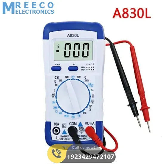Digital LCD Multimeter A830L - Side View