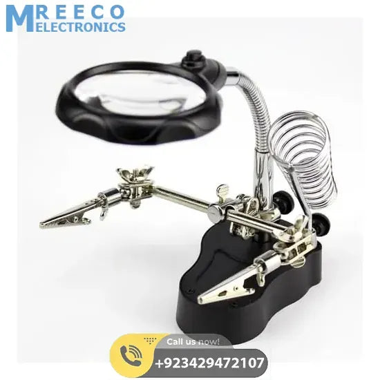 Helping Hand Clip Desktop LED Light Magnifier Glass with Soldering Stand 3.5X 12X - Top View