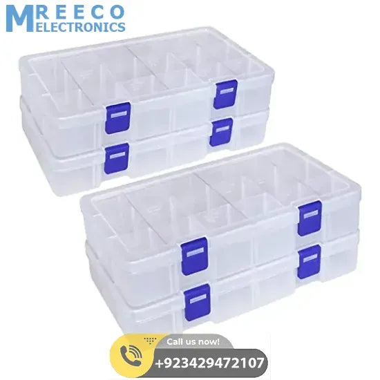 Component Storage Box Plastic Organizer Box for Makeup Jewelry Medicine - Front View
