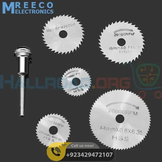 HSS Circular Saw Blade Set For Metal & Dremel Rotary Tools - Bottom View