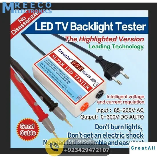 LED TV Tester 0-300v led tv Monitor Laptop Backlight Lamp Tester LED Beads Detect Tool Tester tool - Back View