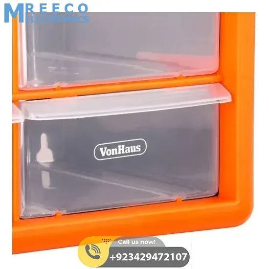 12 Drawer Tool Component Organizer Plastic Storage Box Container - Back View
