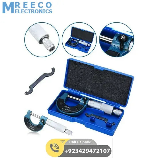 0-25mm 0.01mm Outside External Metric Gauge Micrometer Machinist Measuring Box - Back View