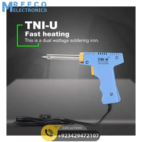 Dual Wattage Electric Temperature Gun Soldering Iron TU-127A - Side View