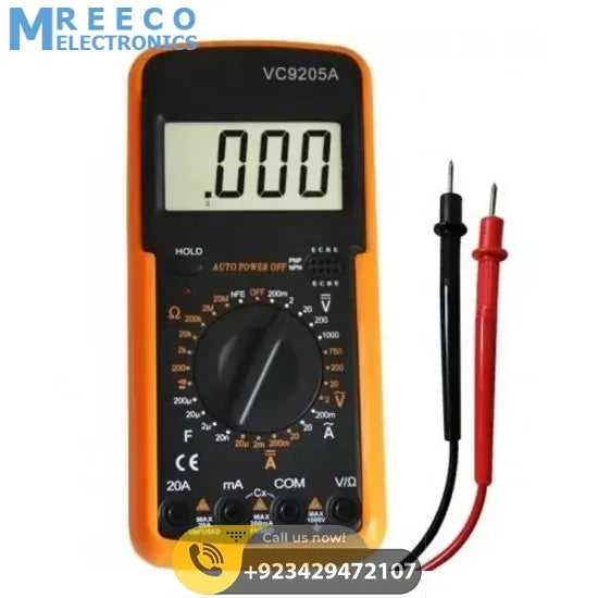 Volt Amp Resistor Ohm Transistor Tester Digital Multimeter 9205b - Front View