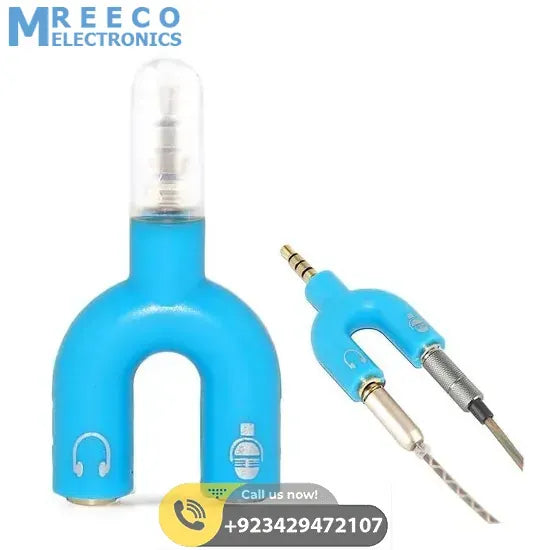 3.5mm Audio Jack to Headphone Microphone Splitter Converter Adaptor - Side View