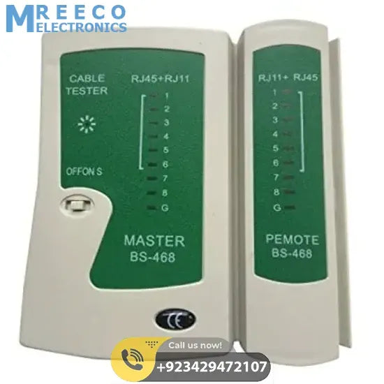 Network Cable Tester Master BS 468 RJ45 RJ11 - Front View