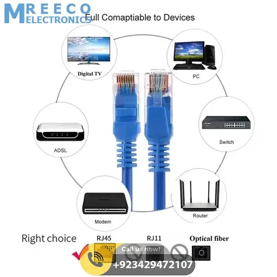 15m Cat6 Utp RJ45 Ethernet Patch LAN Cable Cord - Bottom View