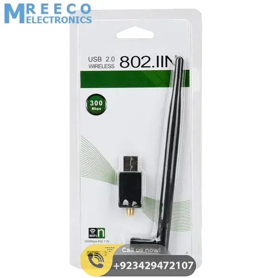 300 Mbps USB Wifi Dongle Wireless Adapter 802.11N/G/B With Antenna In Pakistan - Side View