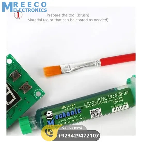 green Mechanic UV Curable 10cc Solder Mask Ink PCB Fixing Repairing Welding Oil Paint Prevent Corrosive Arcing - Side View