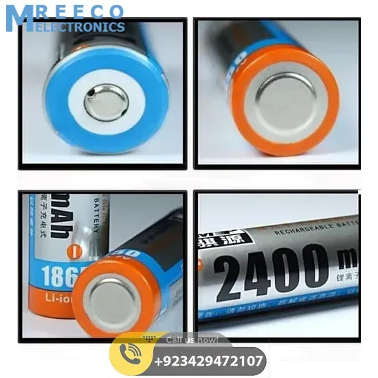 1 Piece Mp-18650 2400mAh 3.7V Lithium Ion Battery - Side View