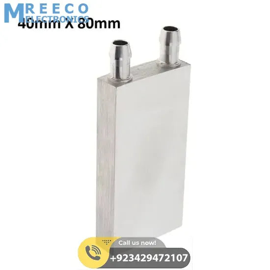 40mm X 80mm Aluminium Water Cooling Block For Liquid Water Cooler Heat Sink system - Front View