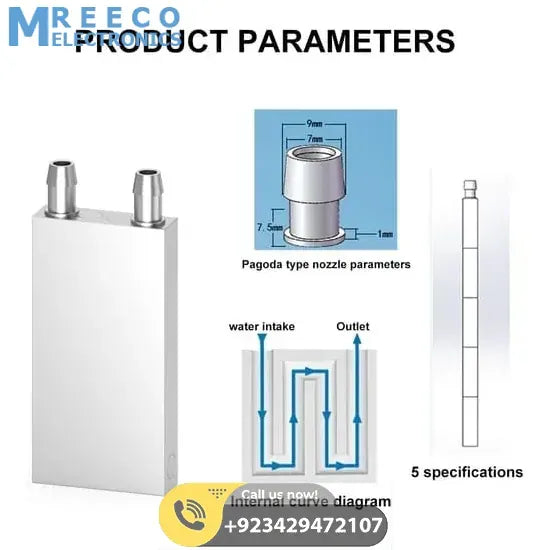 40mm X 80mm Aluminium Water Cooling Block For Liquid Water Cooler Heat Sink system - Top View