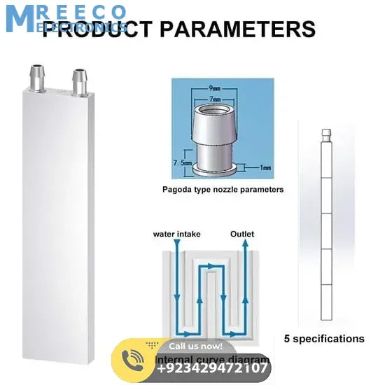 Water Cooling Block Aluminum 40mm X 160mm Heat Sink for Liquid Water Cooler - Back View