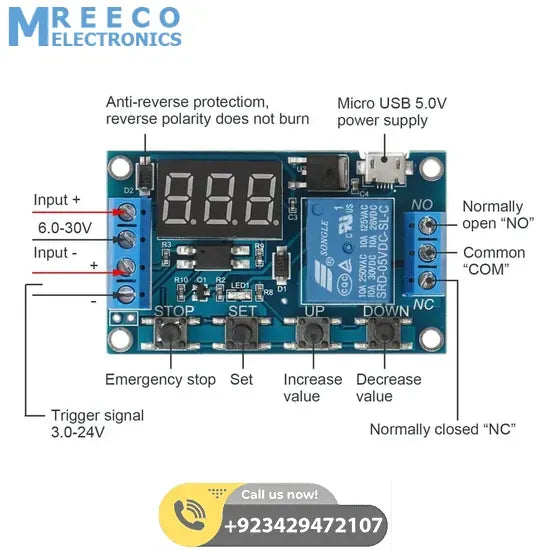 Digital LED Display Programmable Circuit Egg Incubator Timer Relay Module Controller WS16 In Pakistan - Back View