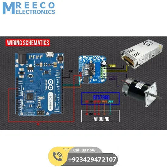 IBT2 BTS7960B BTS7960 43A H-bridge Motor Driver Module For Arduino - Side View