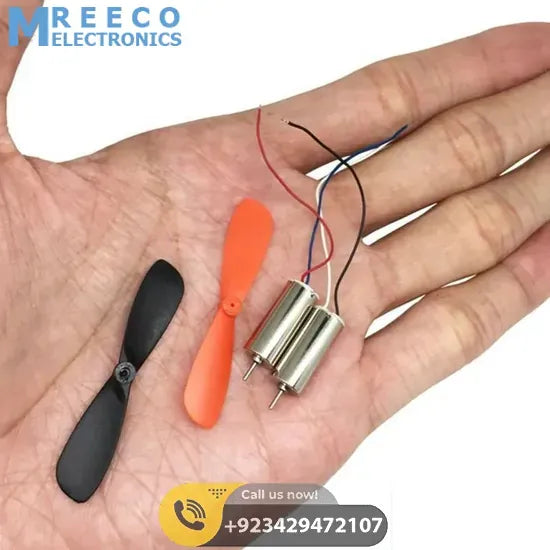 Helicopter Coreless Micro DC Motor With Propeller - Side View