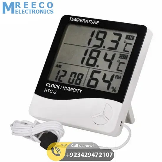Digital Thermometer And Hygrometer HTC-2 - Back View