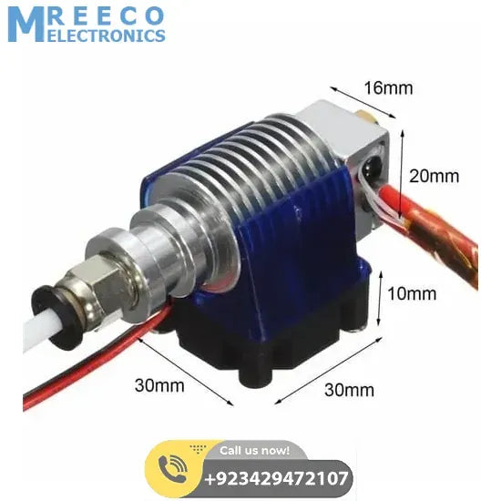 Long distance 3D V6 J head All metal Hotend Bowden Extruder with cooling fan - Back View