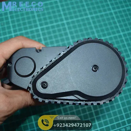 DC Gear Motor With Encoder With Wheel - Side View