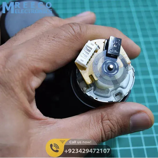 DC Gear Motor With Encoder With Wheel - Top View